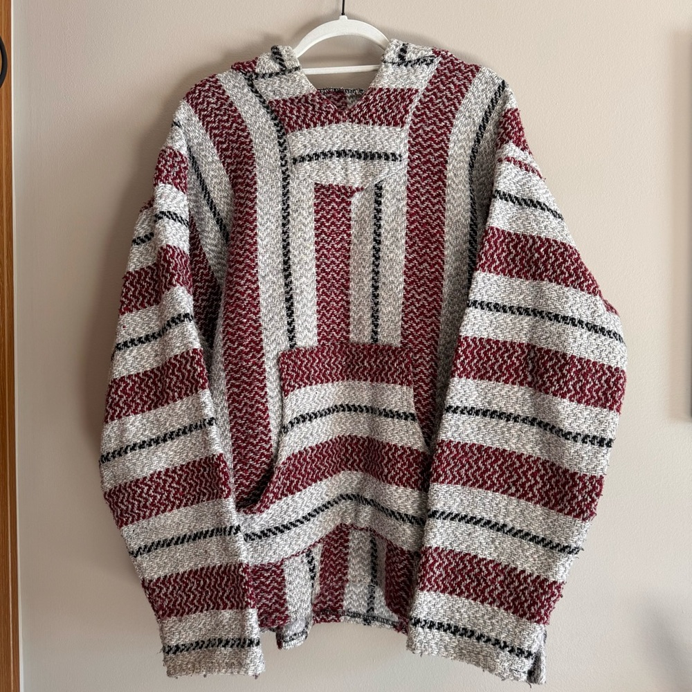 Baja Joe Hippie Surfer Authentic Mexican Blanket Hoodie XXL